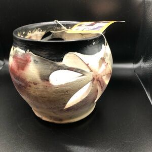 Wheel Hand Thrown Pit Fired Pottery Large Candle Holder Made in Portland Oregon
